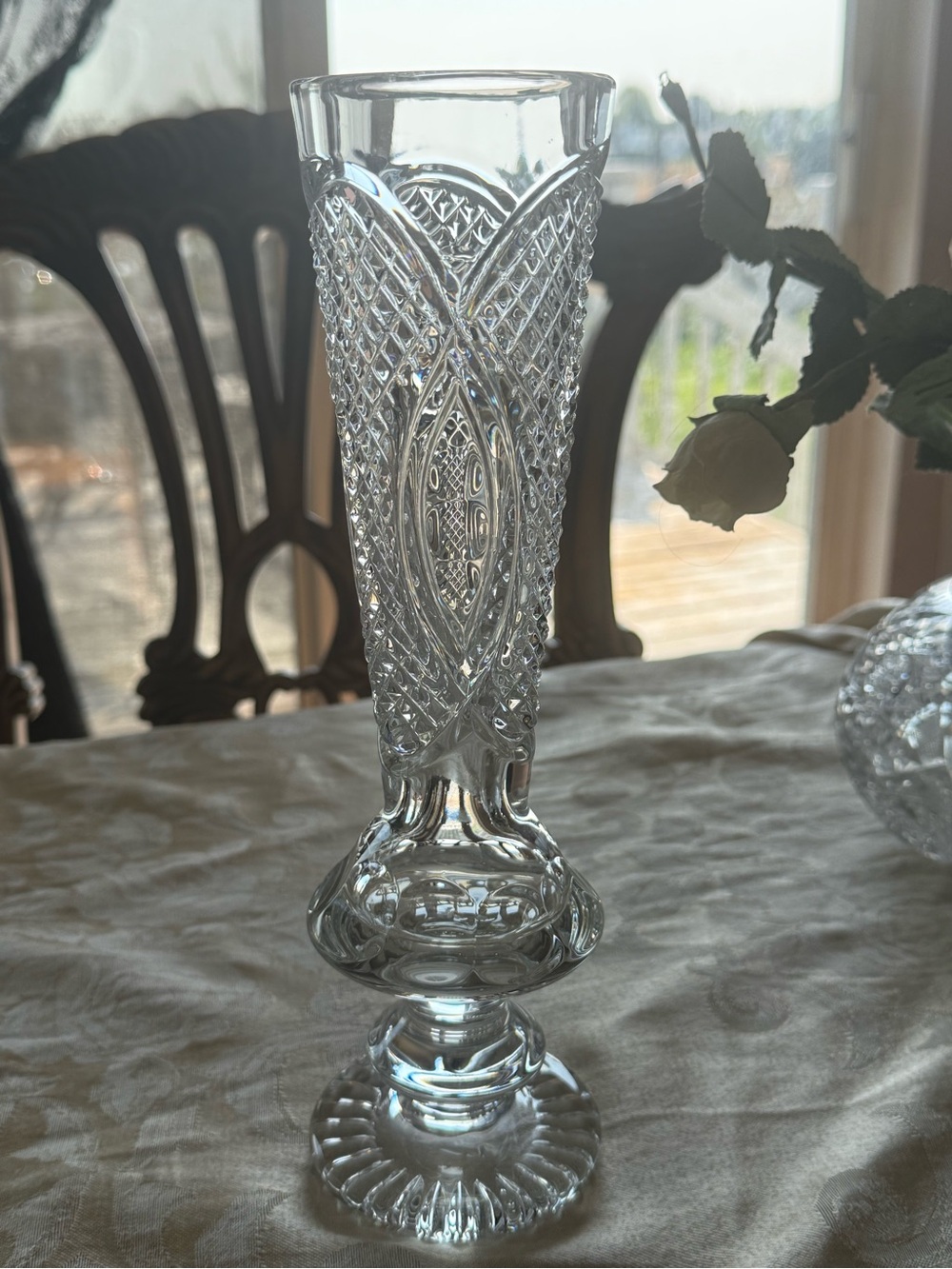 Vintage 11” Crystal “Bindweed” Vase~ Leningrad Art Glass Factory, USSR RARE